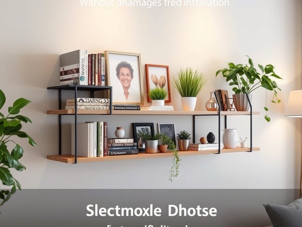 Półka dekoracyjna bez wiercenia DIY: jak wybrać i zamocować lekkie półki bez uszkodzeń ścian